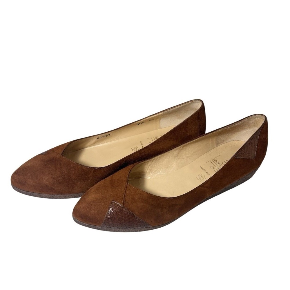 Bruno Magli Cognac Suede Flats Women's Size 9.5 Loafers Made in Italy Vintage